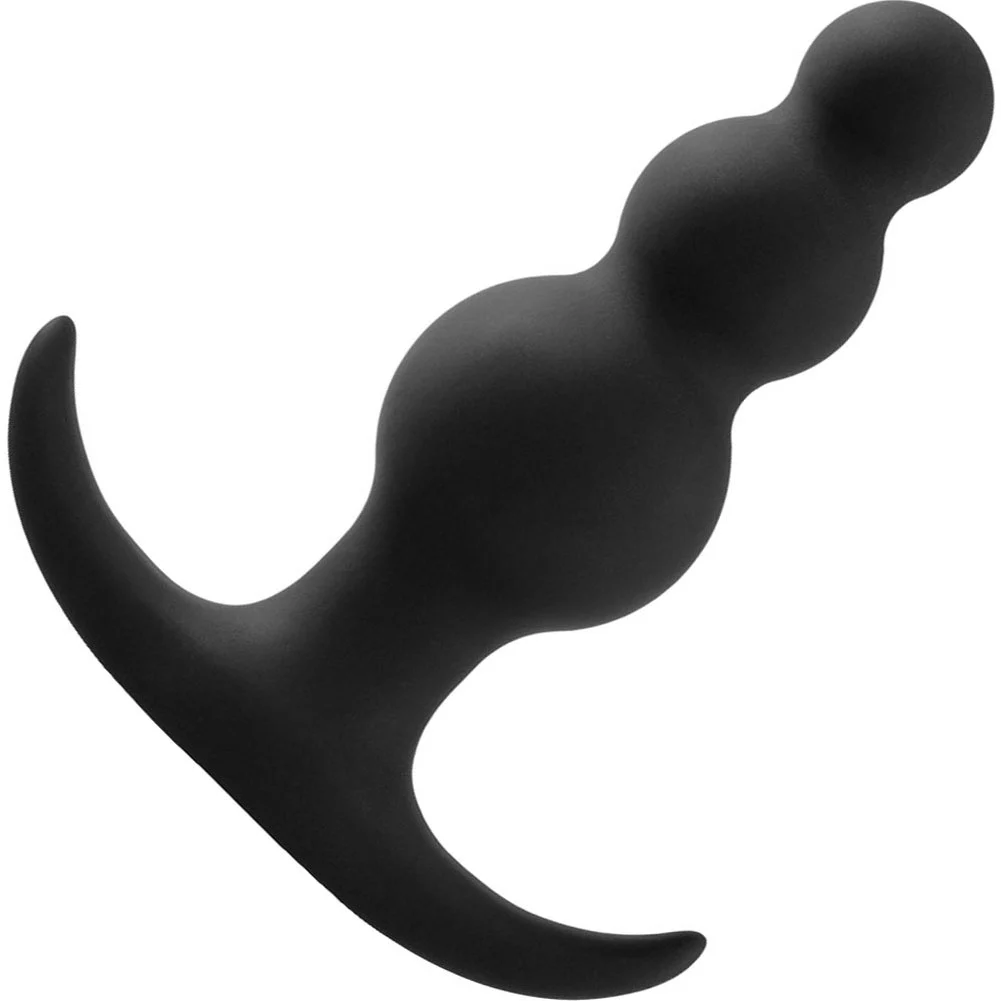Anal Adventures Platinum Beaded Butt Plug, 3.25", Black