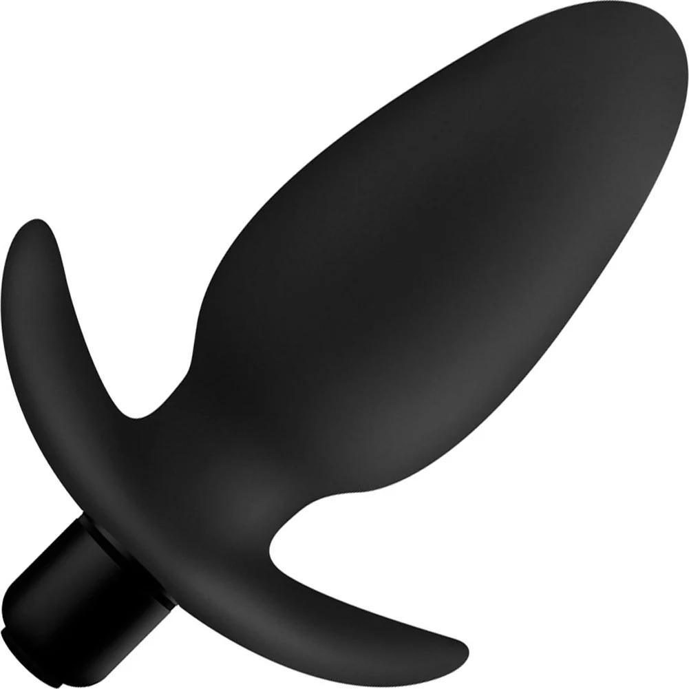 Anal Adventures Platinum Vibrating Silicone Saddle Plug, 4", Black