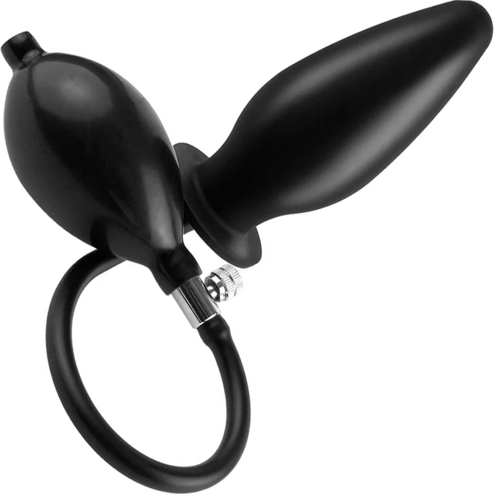 Anal Fantasy Collection Inflatable Silicone Plug, 4.5", Black