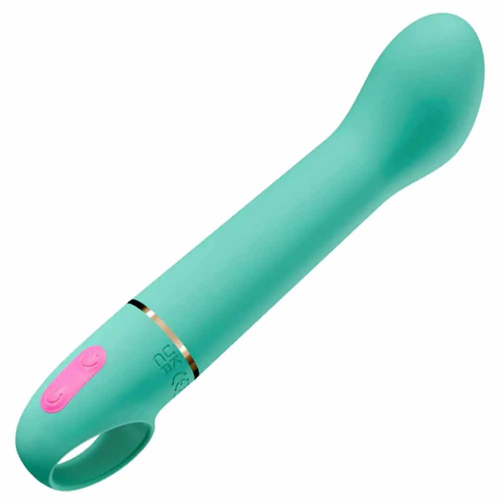Aria Flirty AF G-Spot Rechargeable Silicone Vibrator, 7", Teal