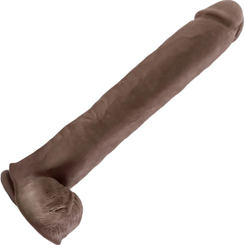 Au Naturel Daddy Dual Density Realistic Dildo, 14", Chocolate