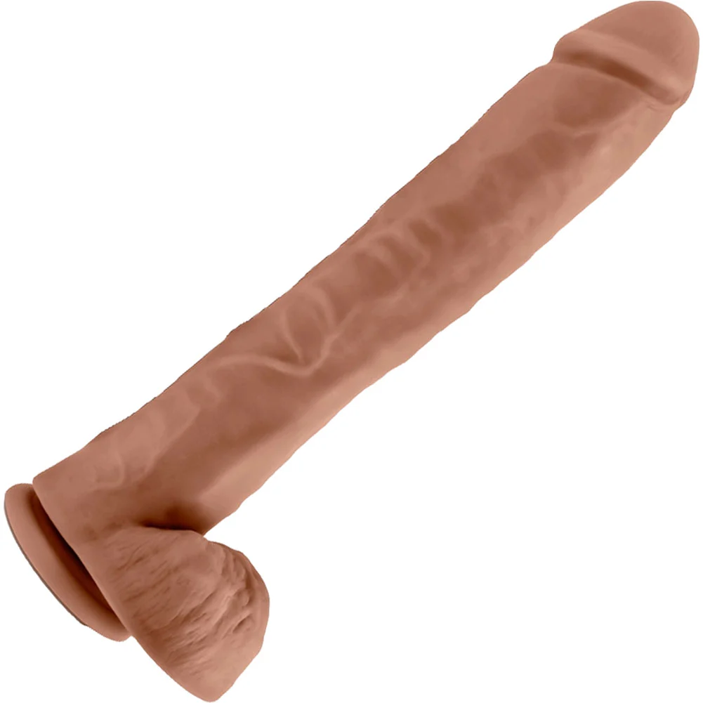 Au Naturel Daddy Dual Density Realistic Dildo, 14", Mocha