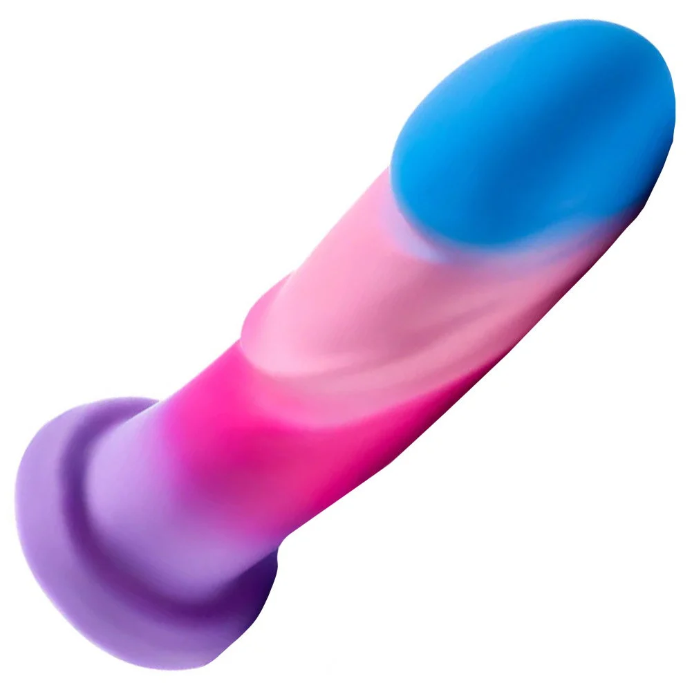 Avant Borealis Dreams UltraSilk Silicone Dildo, 7.75", Cotton Candy Rainbow