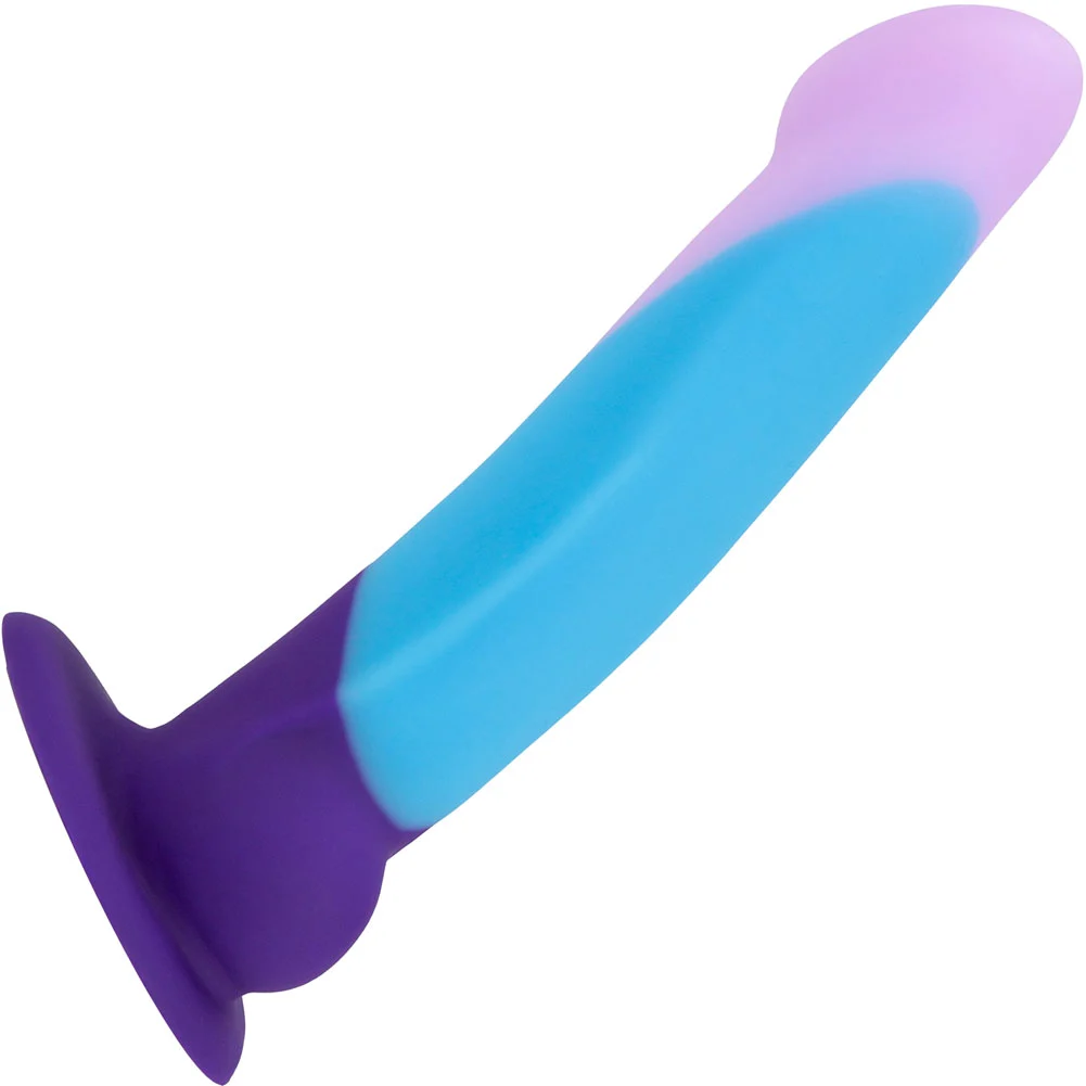 Avant D16 Purple Haze Silicone Dildo, 6.5", Blue Rainbow