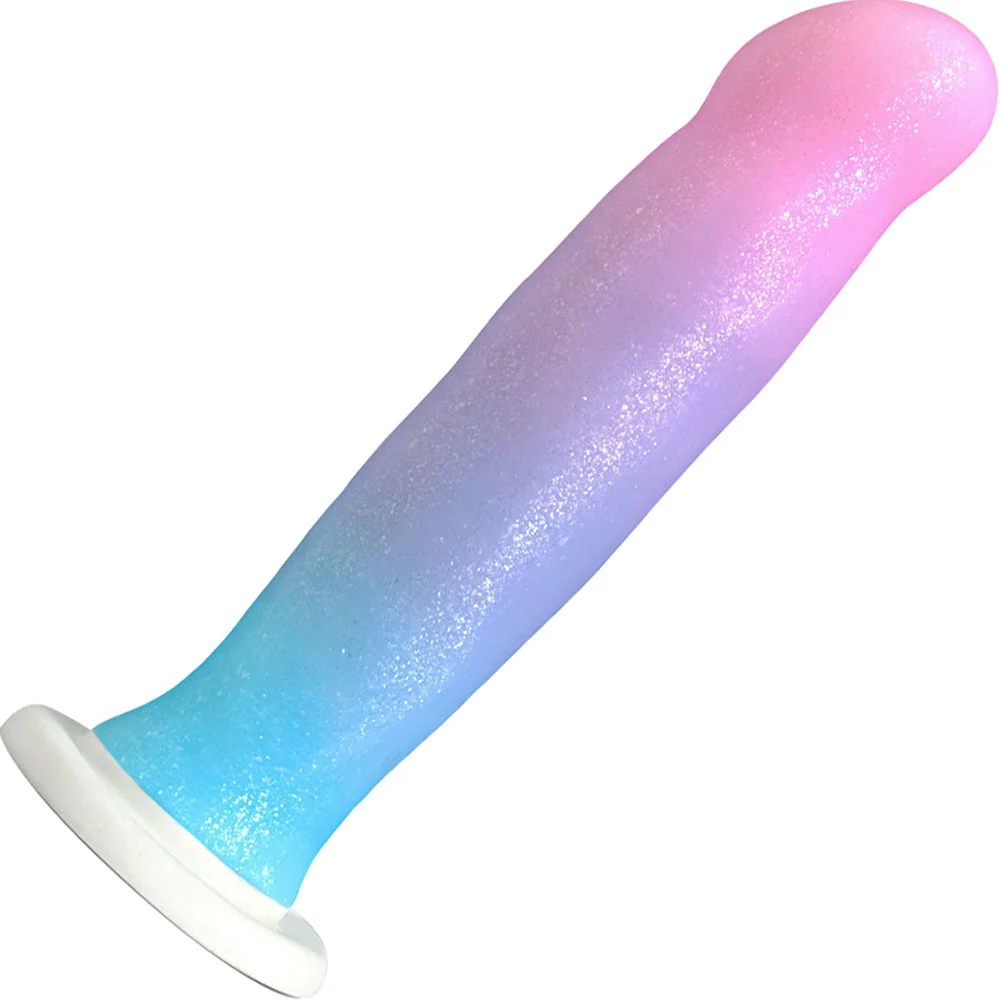 Avant D17 Lucky Silicone Dildo, 8", Shimmery Rainbow