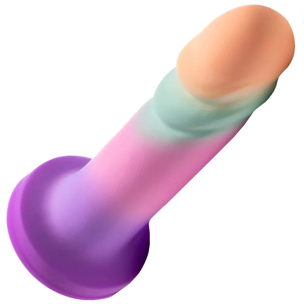 Avant Sunrise Gaze UltraSilk Silicone Dildo, 7.5", Sherbet Rainbow