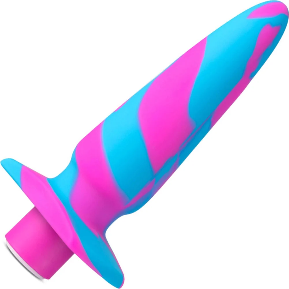 Avant Vibrotize Silicone Rechargeable Butt Plug, 5", Fushsia Swirl
