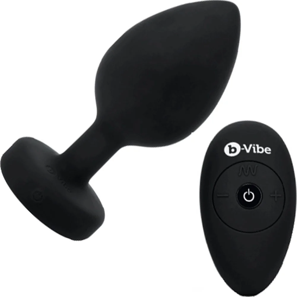 b-Vibe Remote-Controlled Vibrating Jewel Plug, 4.67", Black