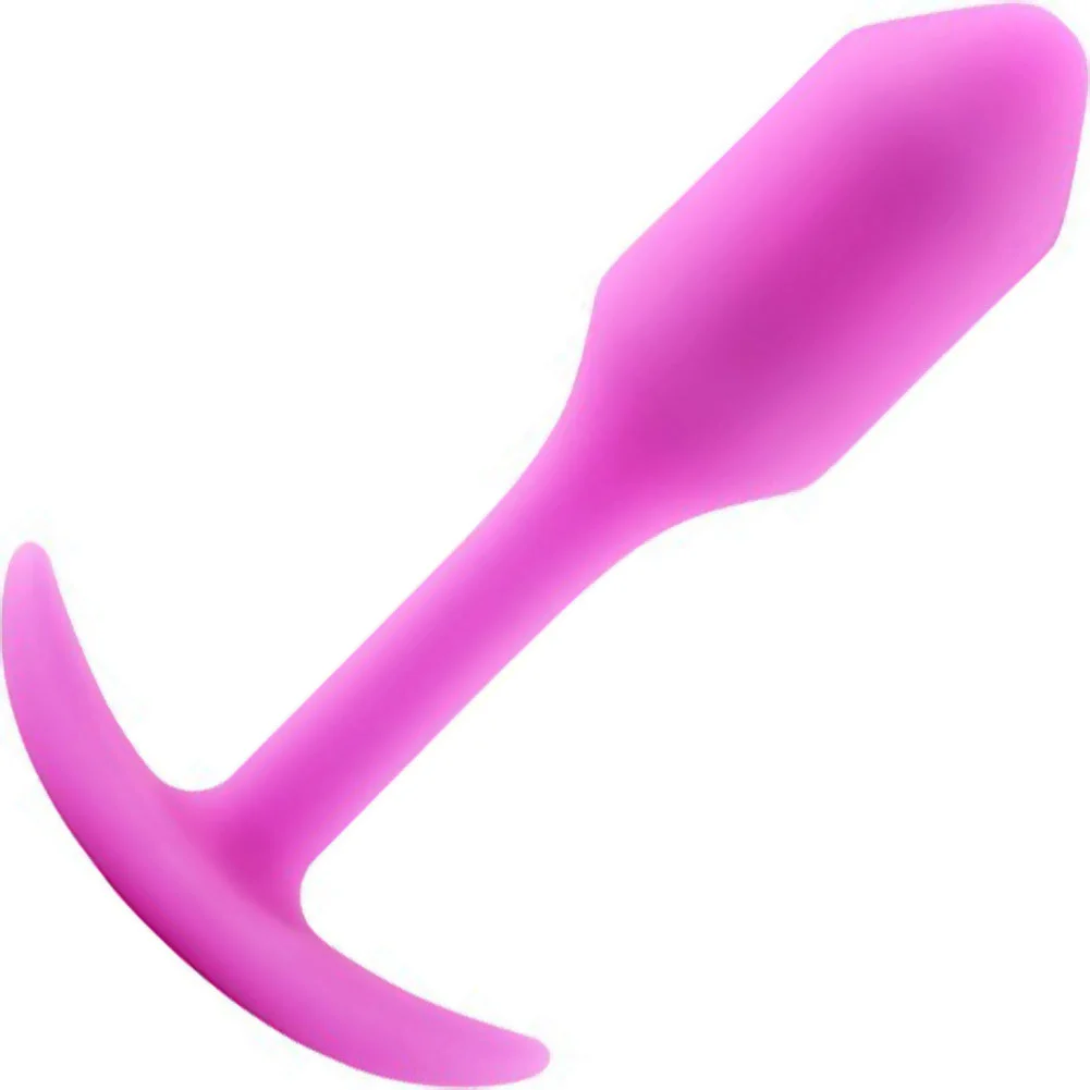 b-Vibe Snug Plug 1 Weighted Silicone Anal Toy, 3.4", Fuchsia