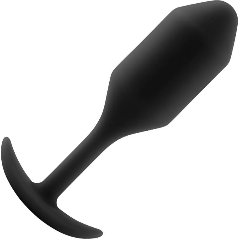 b-Vibe Snug Plug 2 Weighted Silicone Anal Toy, 4.1", Black