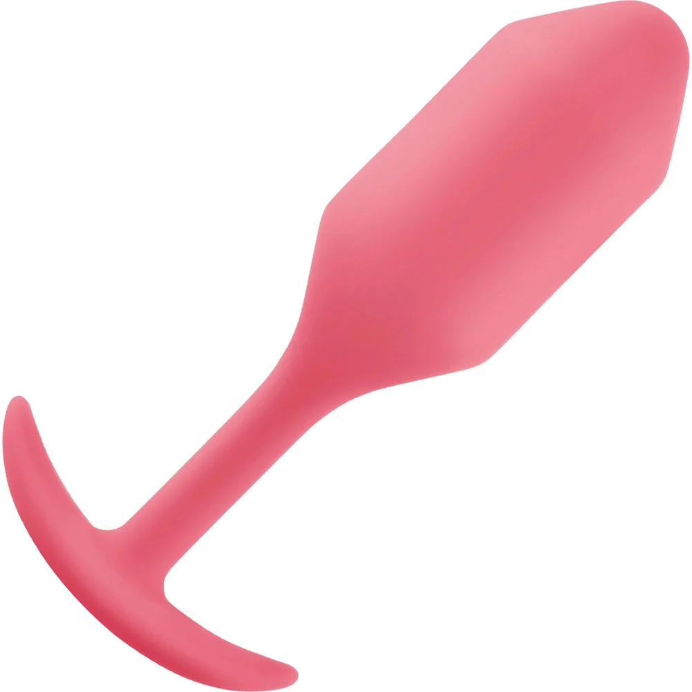b-Vibe Snug Plug 2 Weighted Silicone Anal Toy, 4.1", Coral