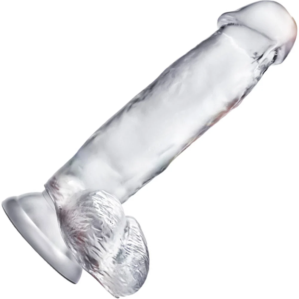 B Yours Diamond Gleam Dildo with Suction Cup Base, 7", Clear