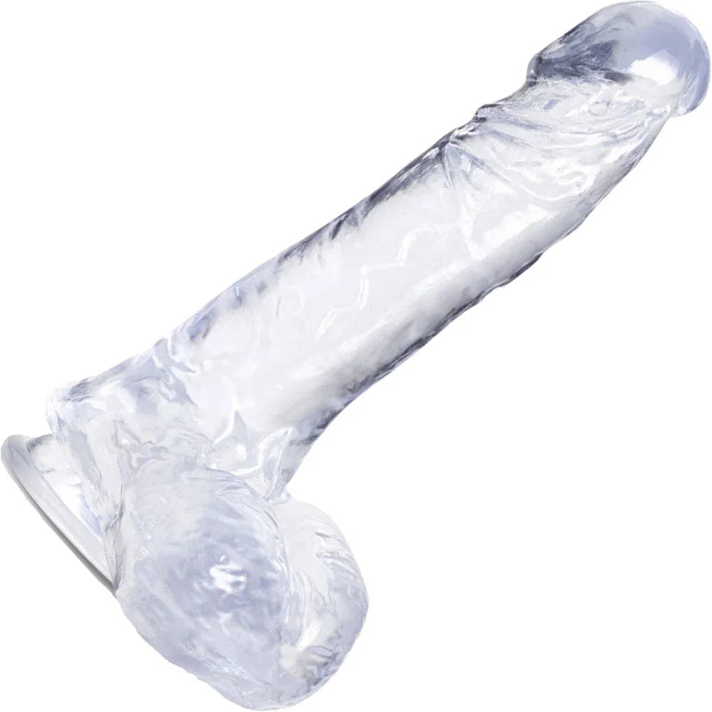 B Yours Plus Ram n Jam Dildo with Suction Cup Base, 8", Clear