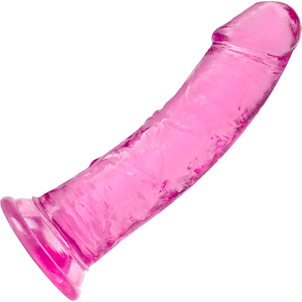 B Yours Plus Roar n Ride Thick Transparent Dildo with Suction Cup, 8", Pink