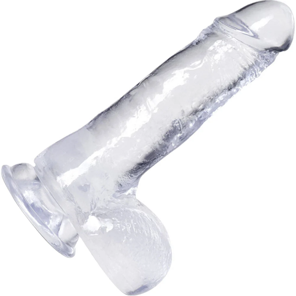B Yours Plus Rock n Roll Dildo with Suction Cup Base, 7", Clear