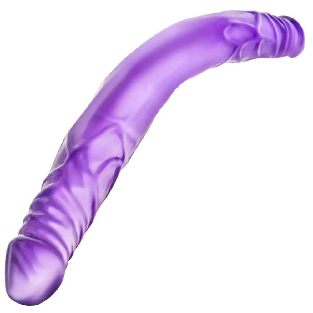 B Yours Realistic Double Dildo, 14", Purple