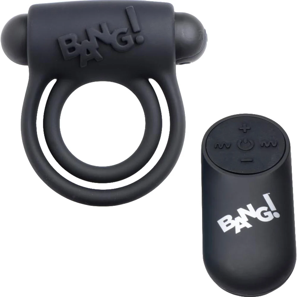 Bang Remote Control 28X Vibrating Penis Ring and Bullet, Black