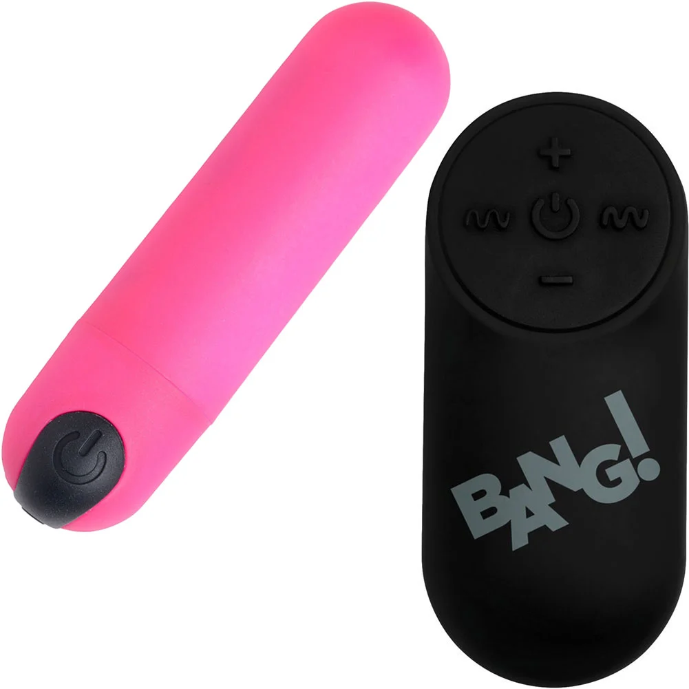 Bang Vibrating Silicone Bullet with Remote Control, 3", Pink