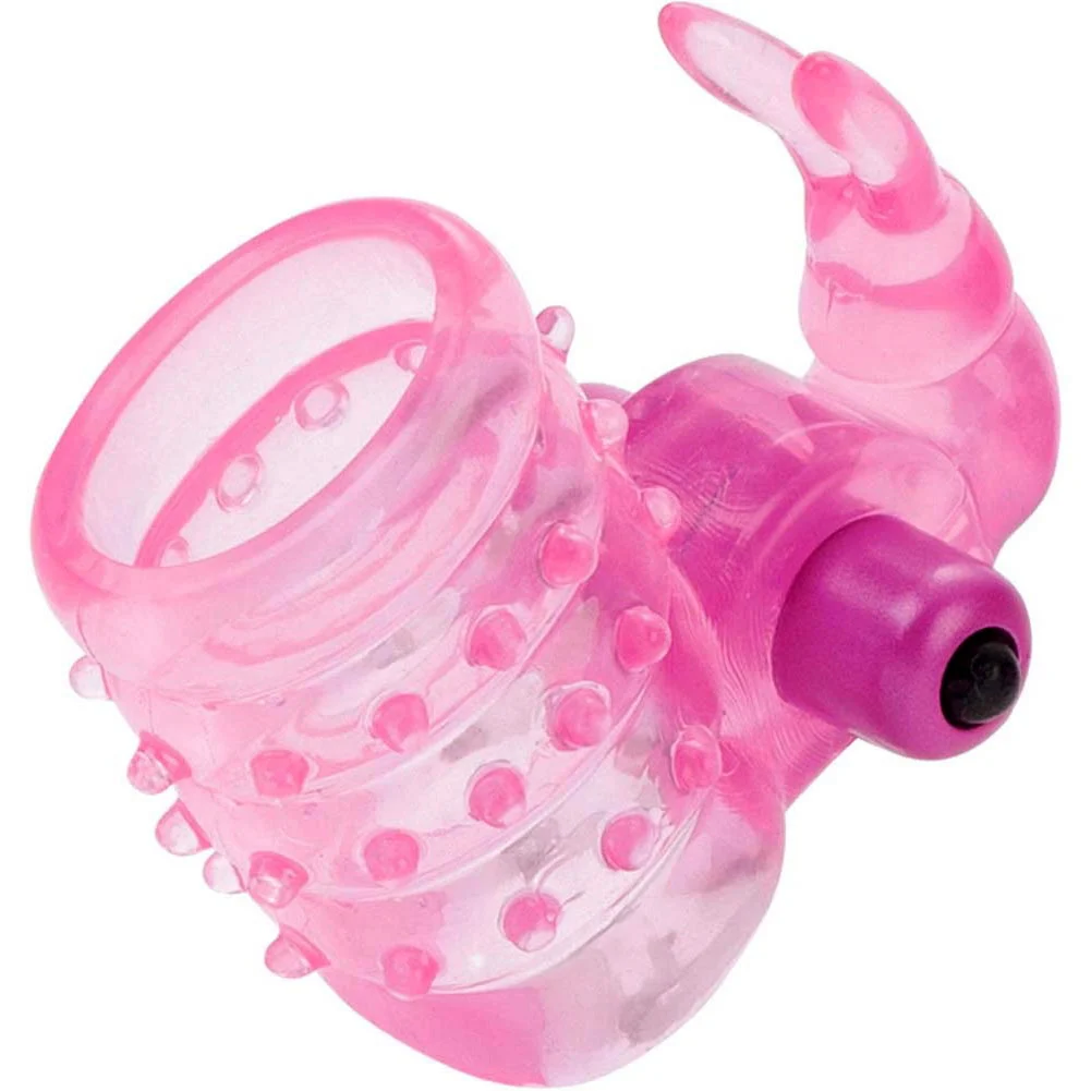Basic Essentials Vibrating Stretchy Bunny Enhancer, 2.25", Pink