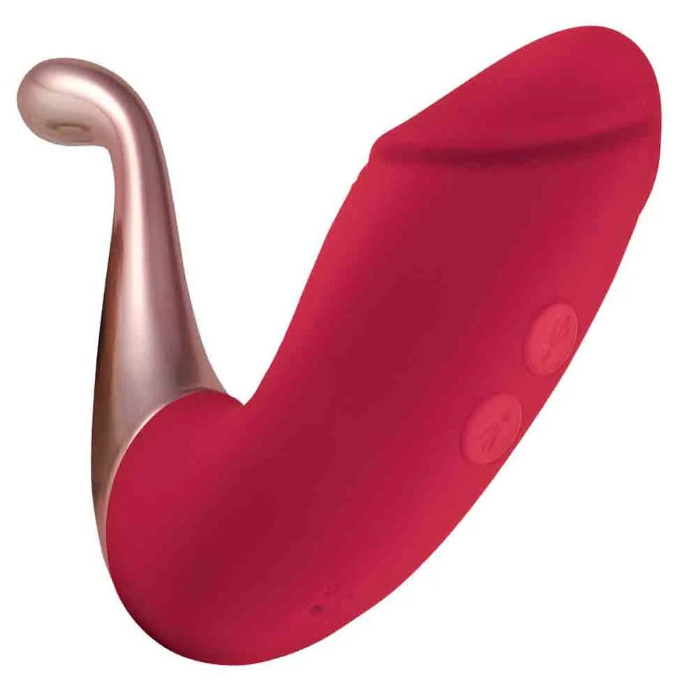 The Beat Double Pleasure Rechargeable Female Stimulator, 3.5", Red