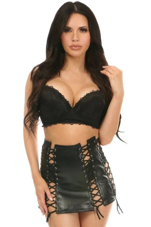 Black Faux Leather Skirt with Black Lacing by Daisy Corsets