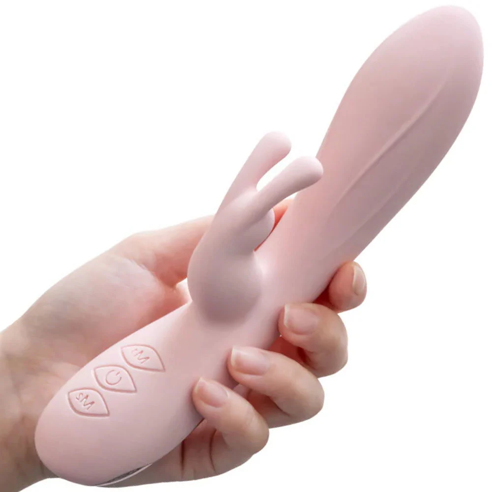 Blush Morgan G Spot Clitoral Dual Stimulation Silicone Rabbit, 7.75", Pink