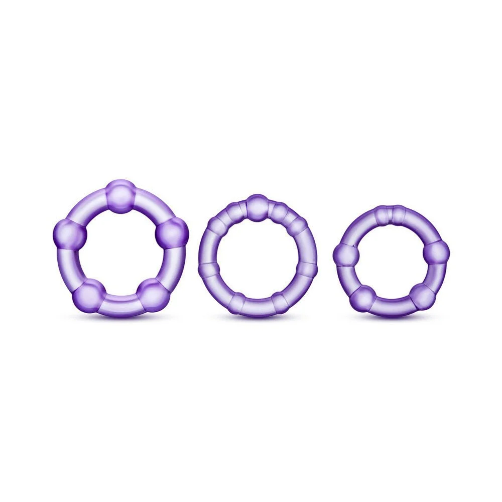 Blush Stay Hard Beaded Cock Rings 3 Pack - Clear