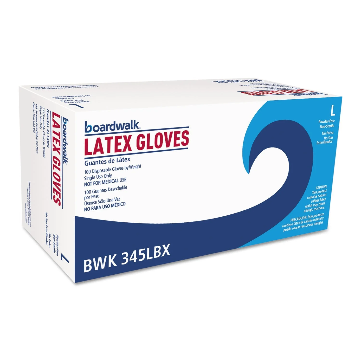 Boardwalk General-Purpose Latex Gloves, Natural, Large, Powder-Free, 4.4 mil, 1000/Carton