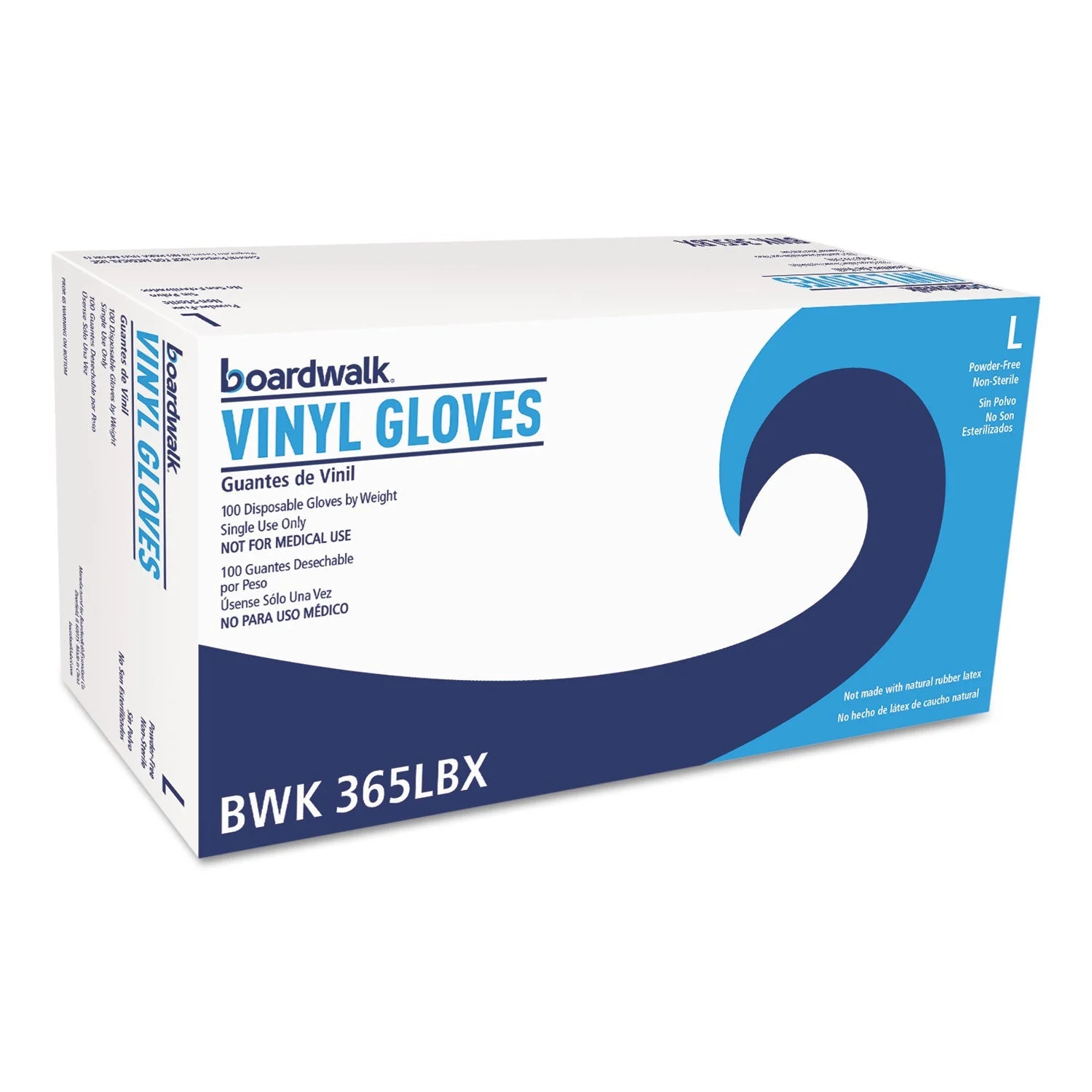Boardwalk General Purpose Vinyl Gloves, Powder/Latex-Free, 2 3/5 mil, Large, Clear, 100/Box, 10 Boxes/Carton