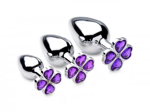 Booty Sparks Violet Flower Gem Anal Plug Set