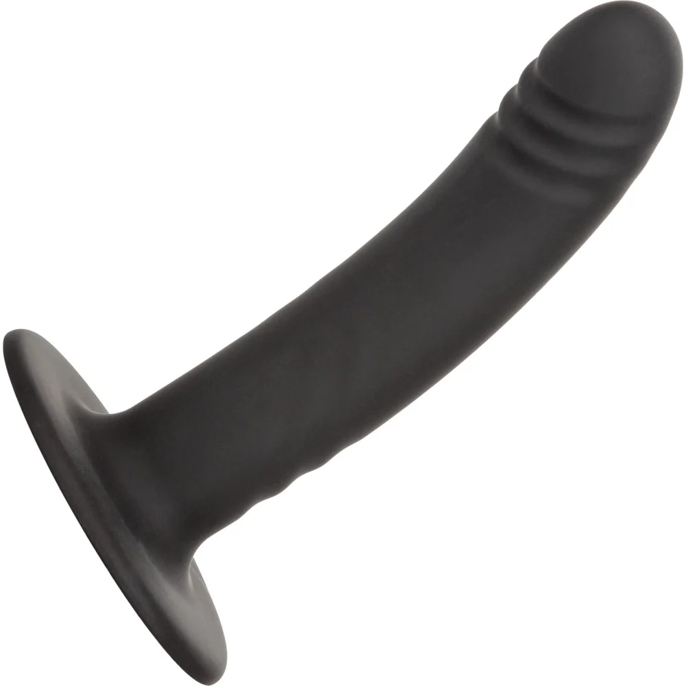 Boundless Ridged Butt Plug with Suction Cup Base, 6", Black