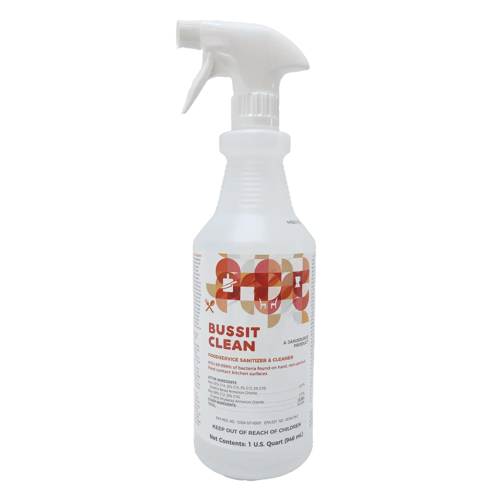 Bussit Clean Food Surface Sanitizer & Cleaner,Spray & Wipe, Quart
