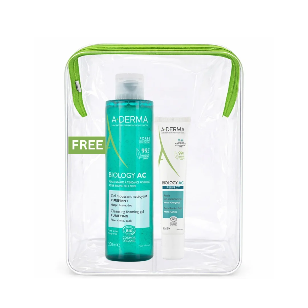 Buy one A-Derma Biology AC Perfect Anti-blemish fluid and get a FREE 200ml Biology AC Purfifying foaming gel