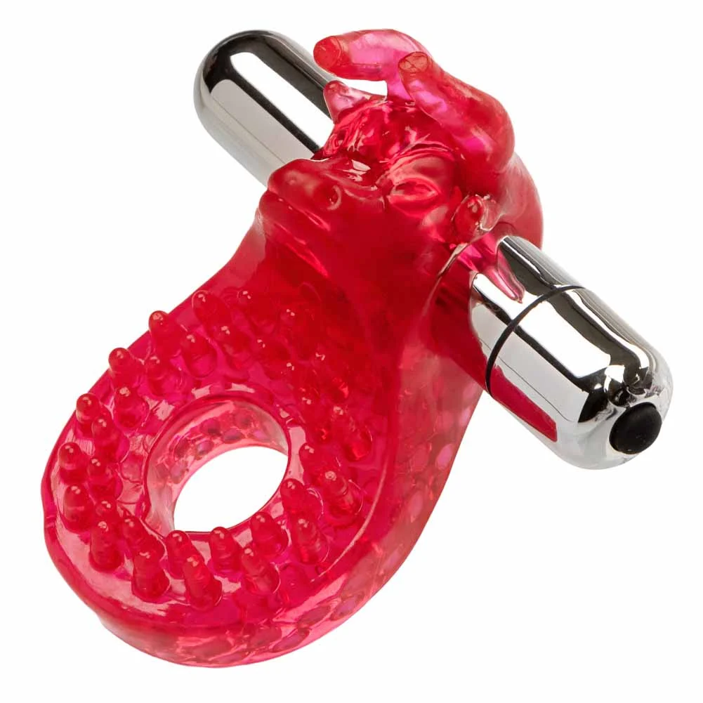 CalExotics Couples Raging Bull Waterproof Vibrating Penis Ring, Red