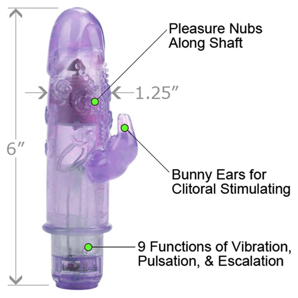 CalExotics First Time Bunny Teaser Intimate Vibrator, 6", Purple