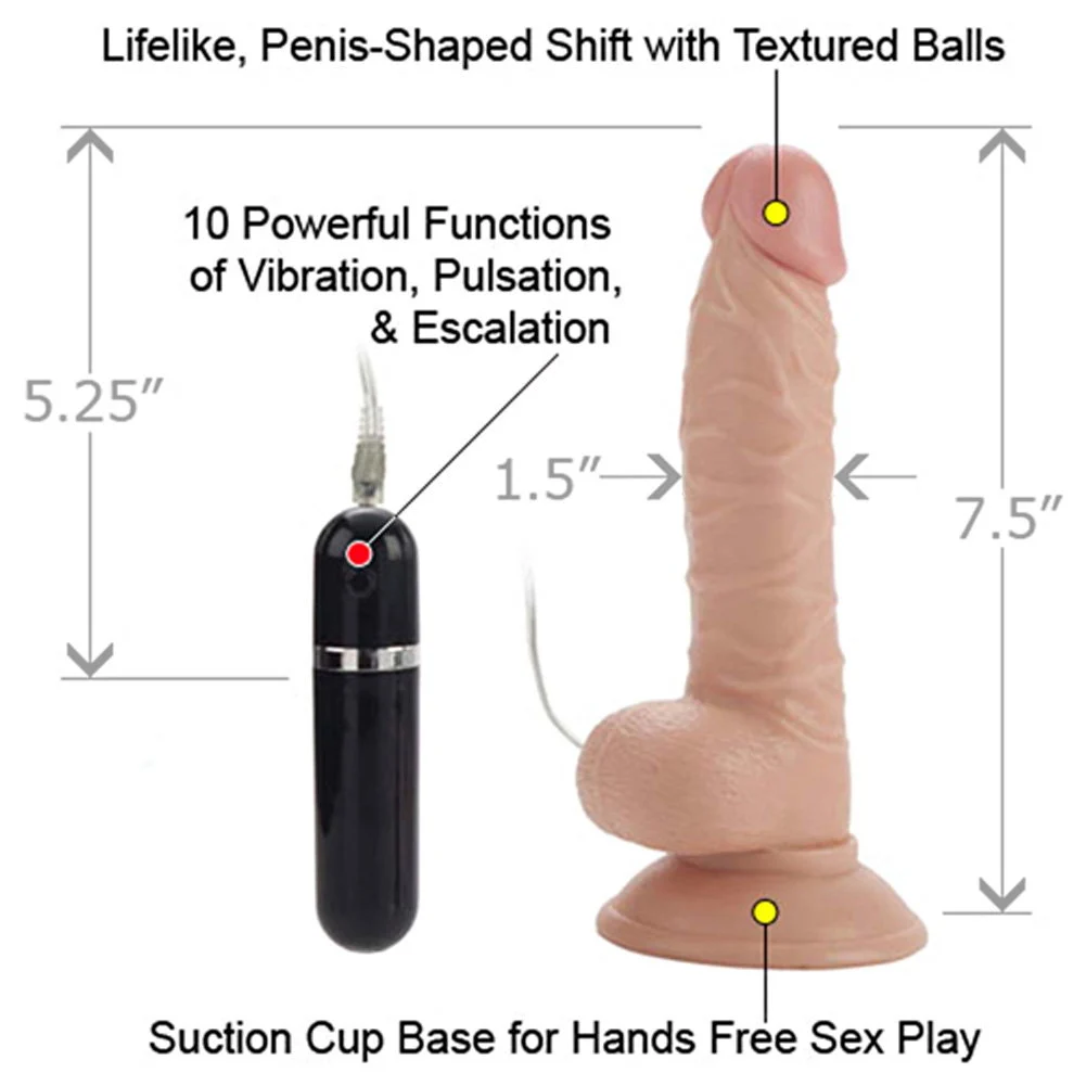 CalExotics Mr Just Right 10 Function Realistic Vibrator, 5.25", Ivory