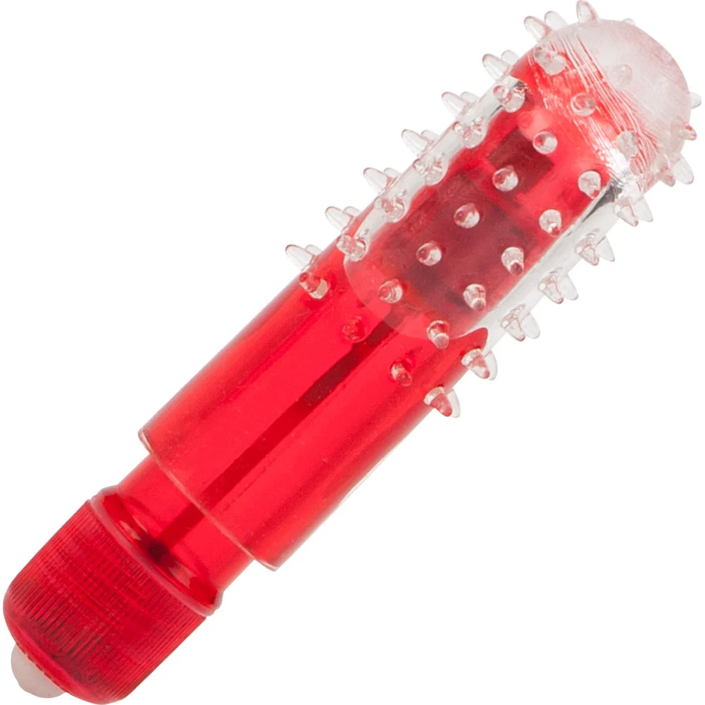 CalExotics Travel Blaster Vibrator with Textured Sleeve, 3", Red