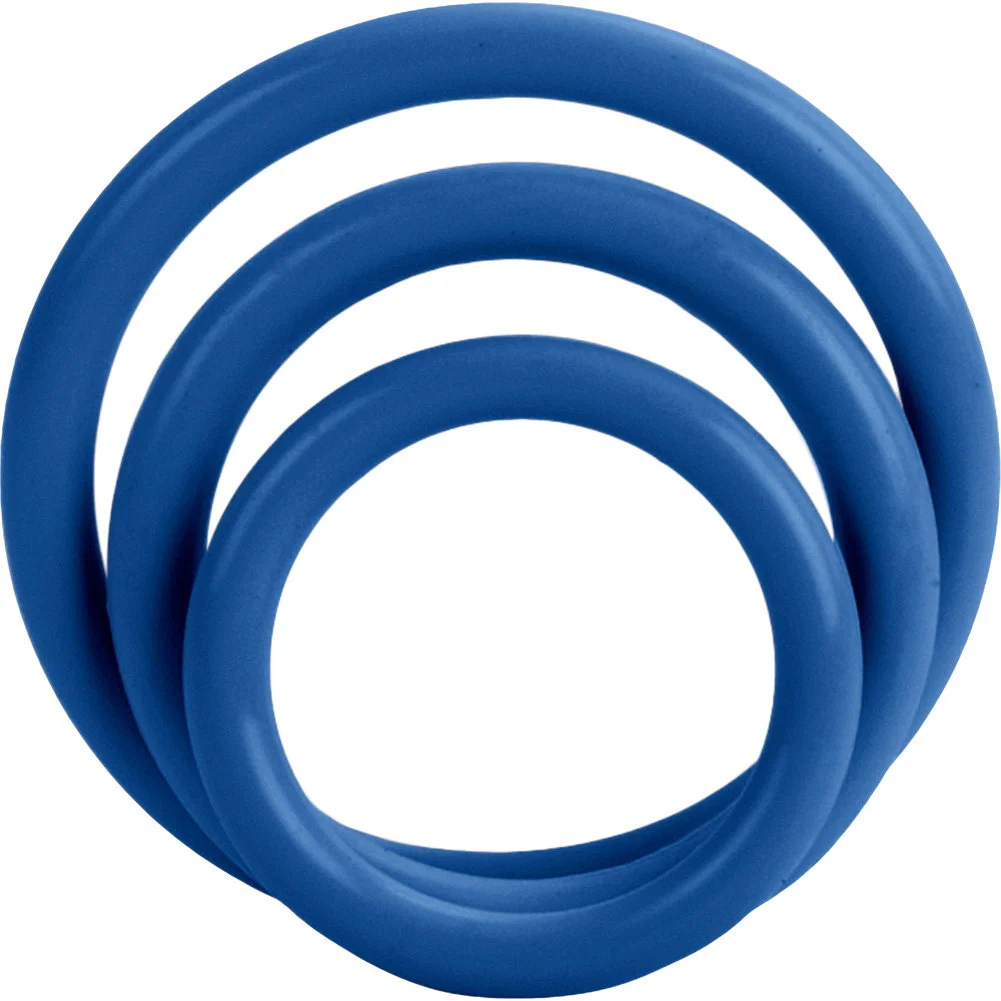 CalExotics Tri Rings Stretchy Penis Ring Set, Blue