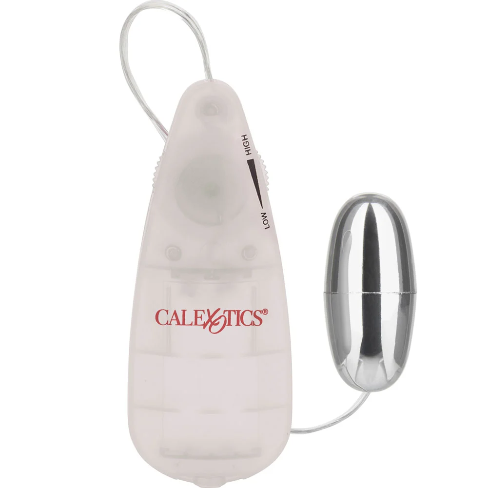 CalExotics Vibrating Silver Bullet with Slim Teardrop Remote, 2.25", White