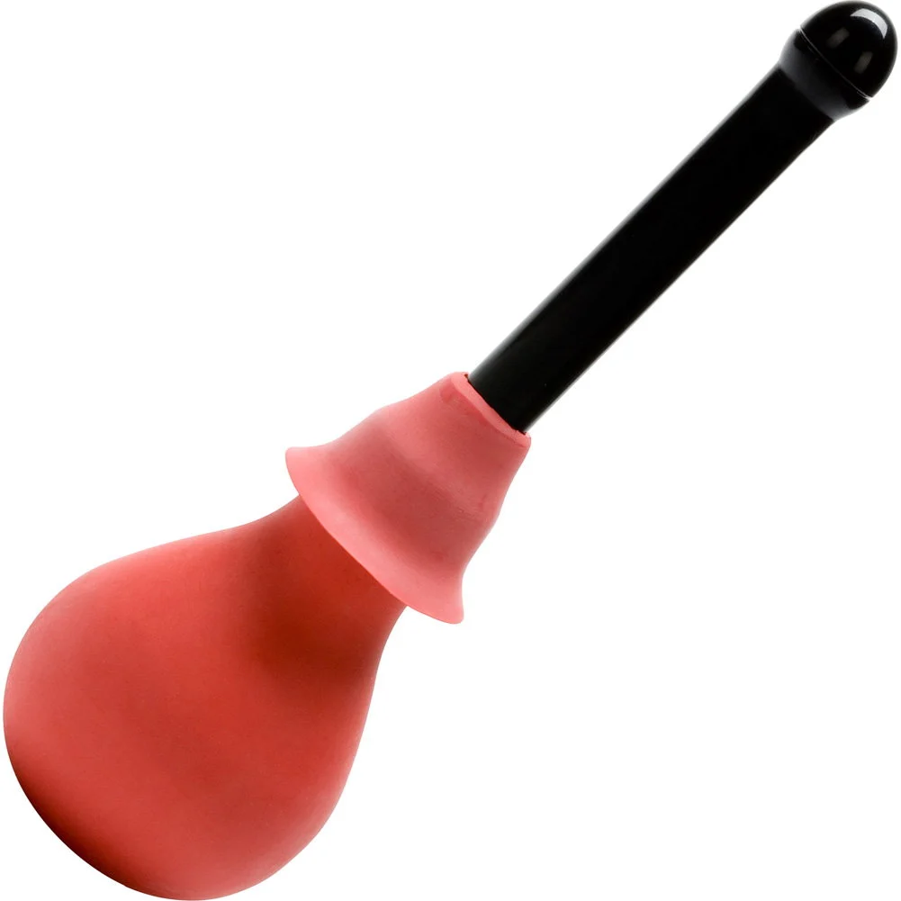 CalExotics Vulcanite Anal Douche with Attachment, .5 fl.oz (220 mL), Red/Black