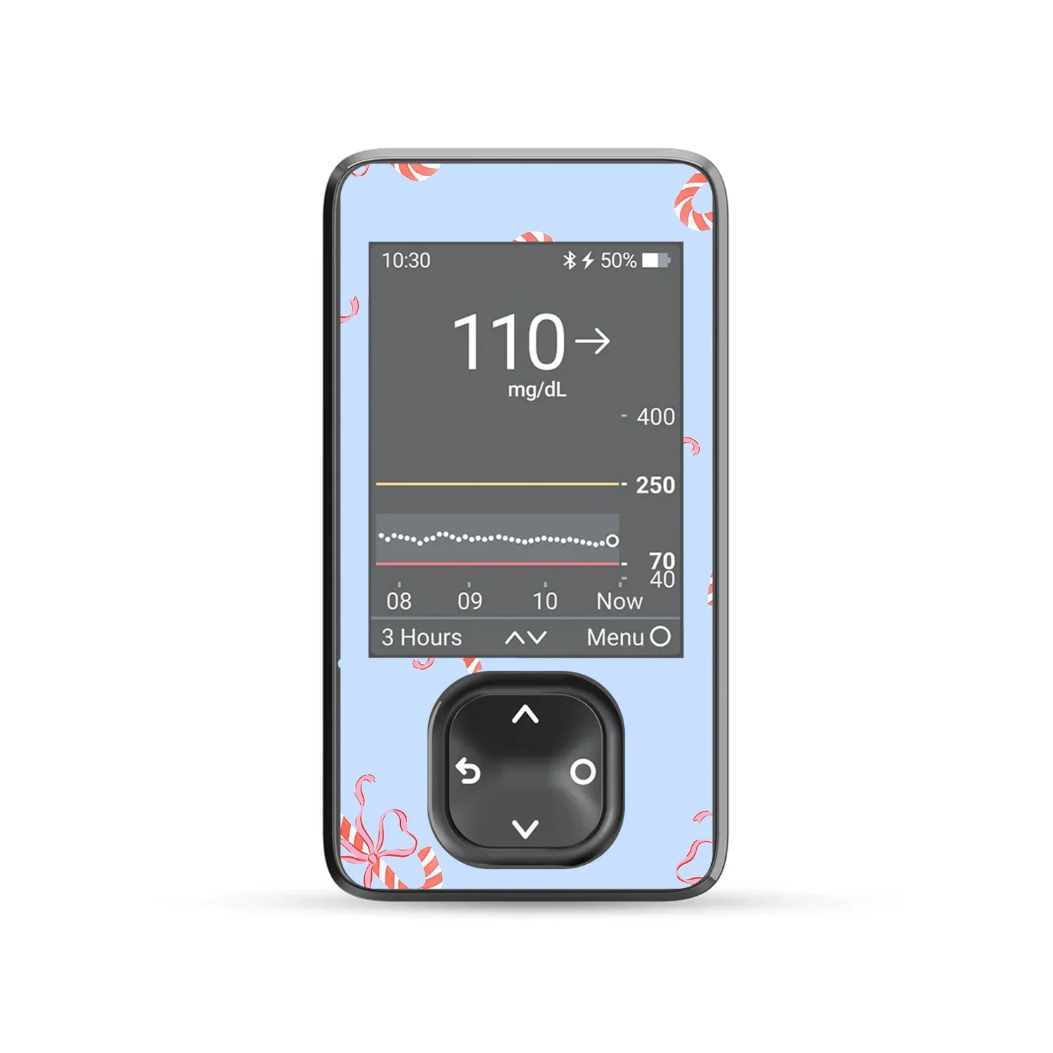 Candy Cane Lane Dexcom G7 and G6 Touchscreen Receiver Sticker - Pump Peelz