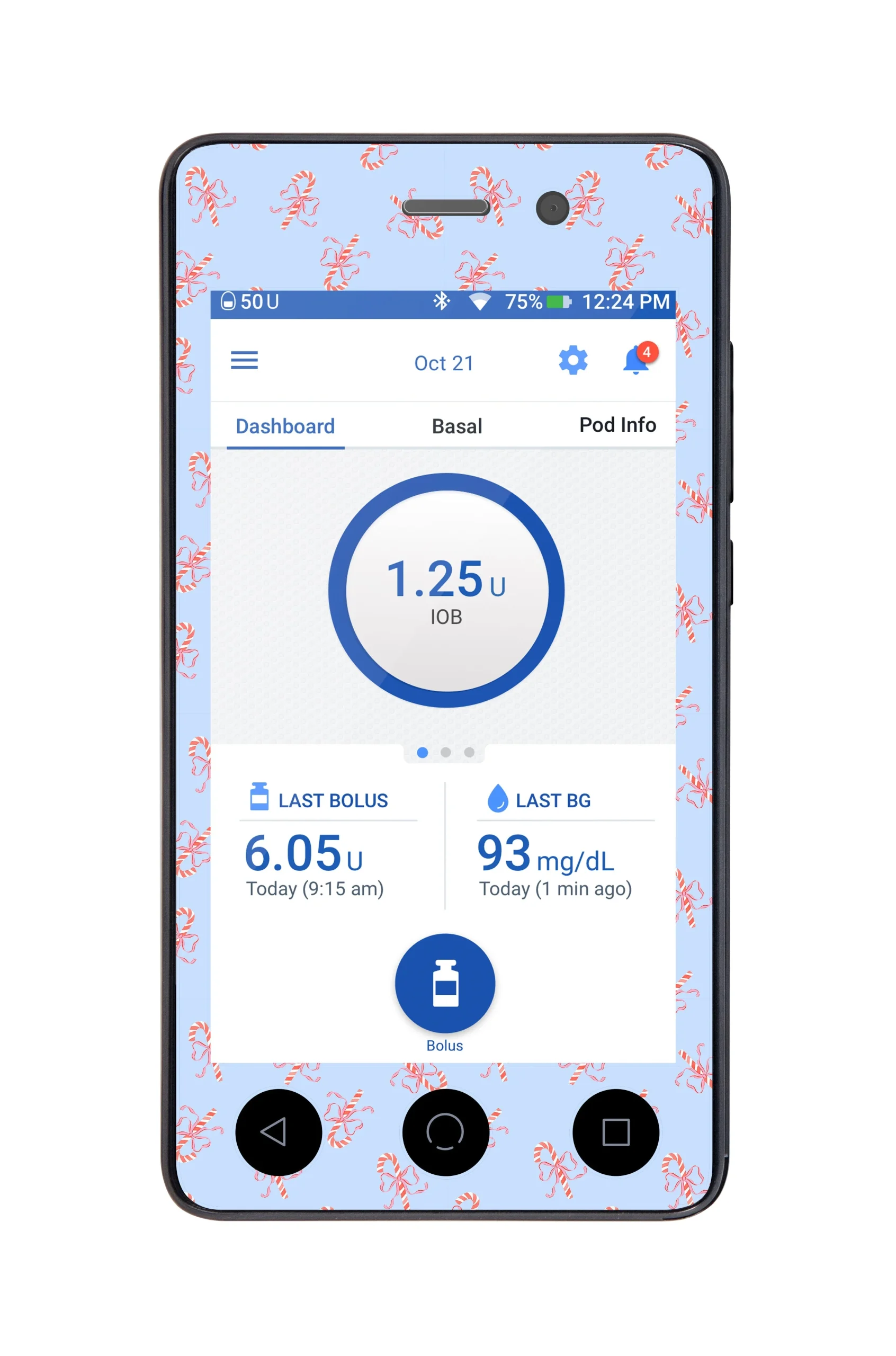 Candy Cane Lane Sticker for Omnipod DASH PDM – Pump Peelz