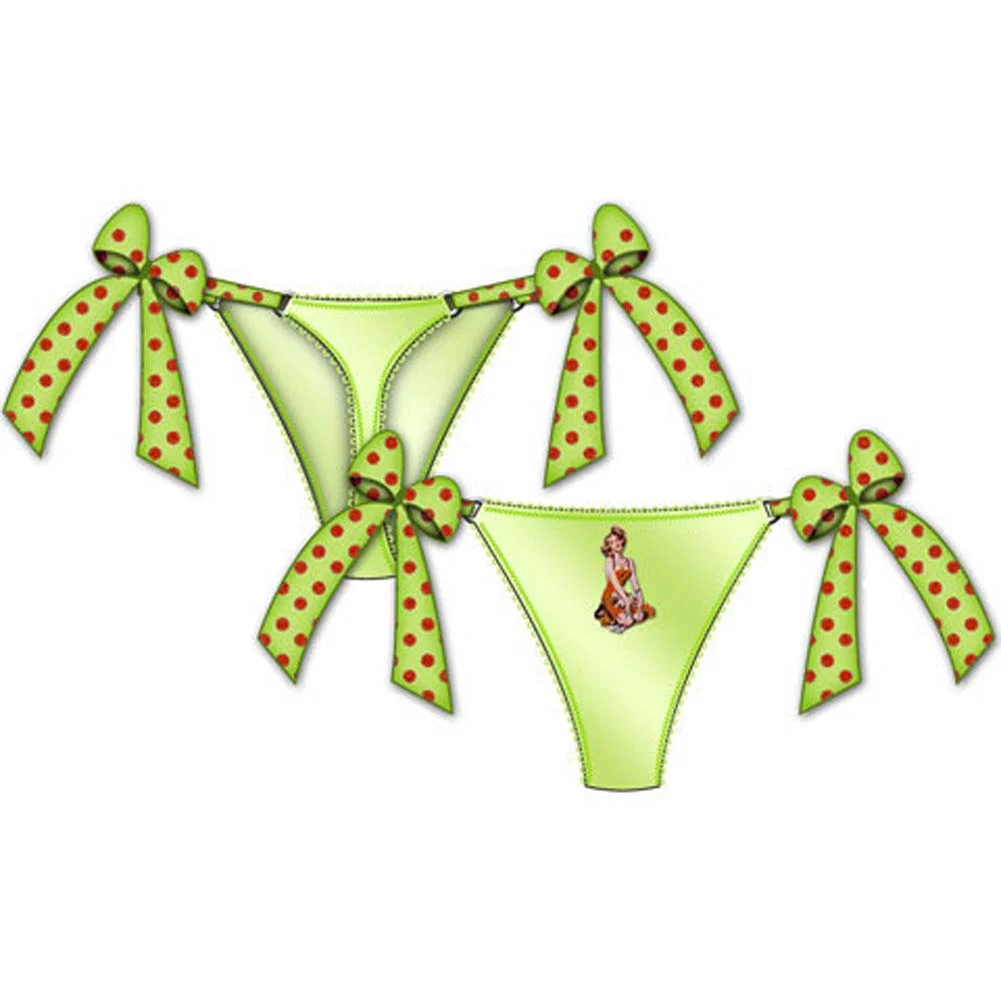 Centerfold Side Bow Thong, Small, Green