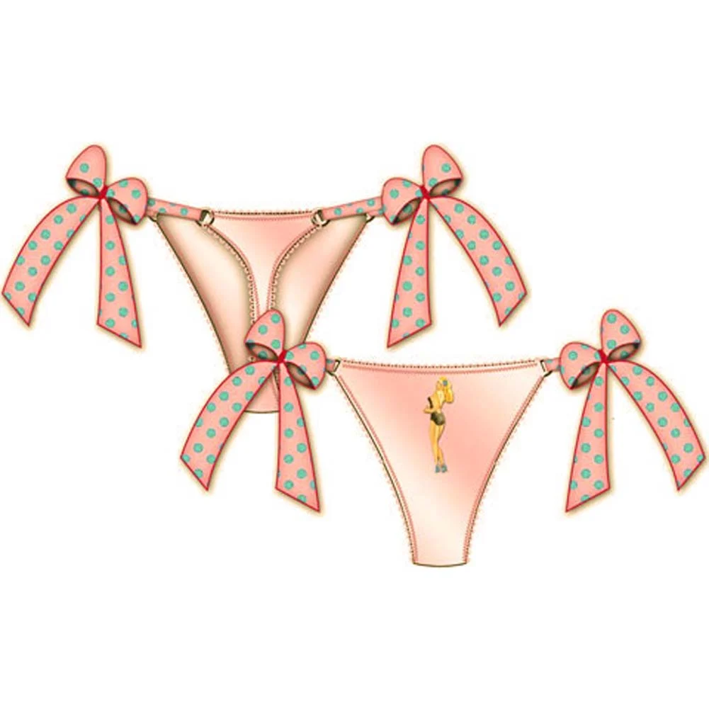 Centerfold Side Bow Thong, Small, Pink