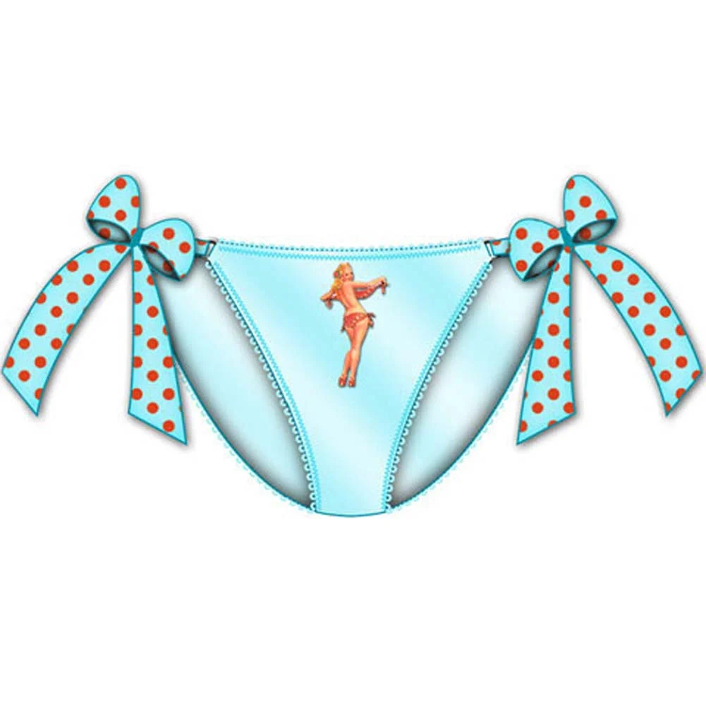 Centerfold Tied Bows Bikini, Small, Blue