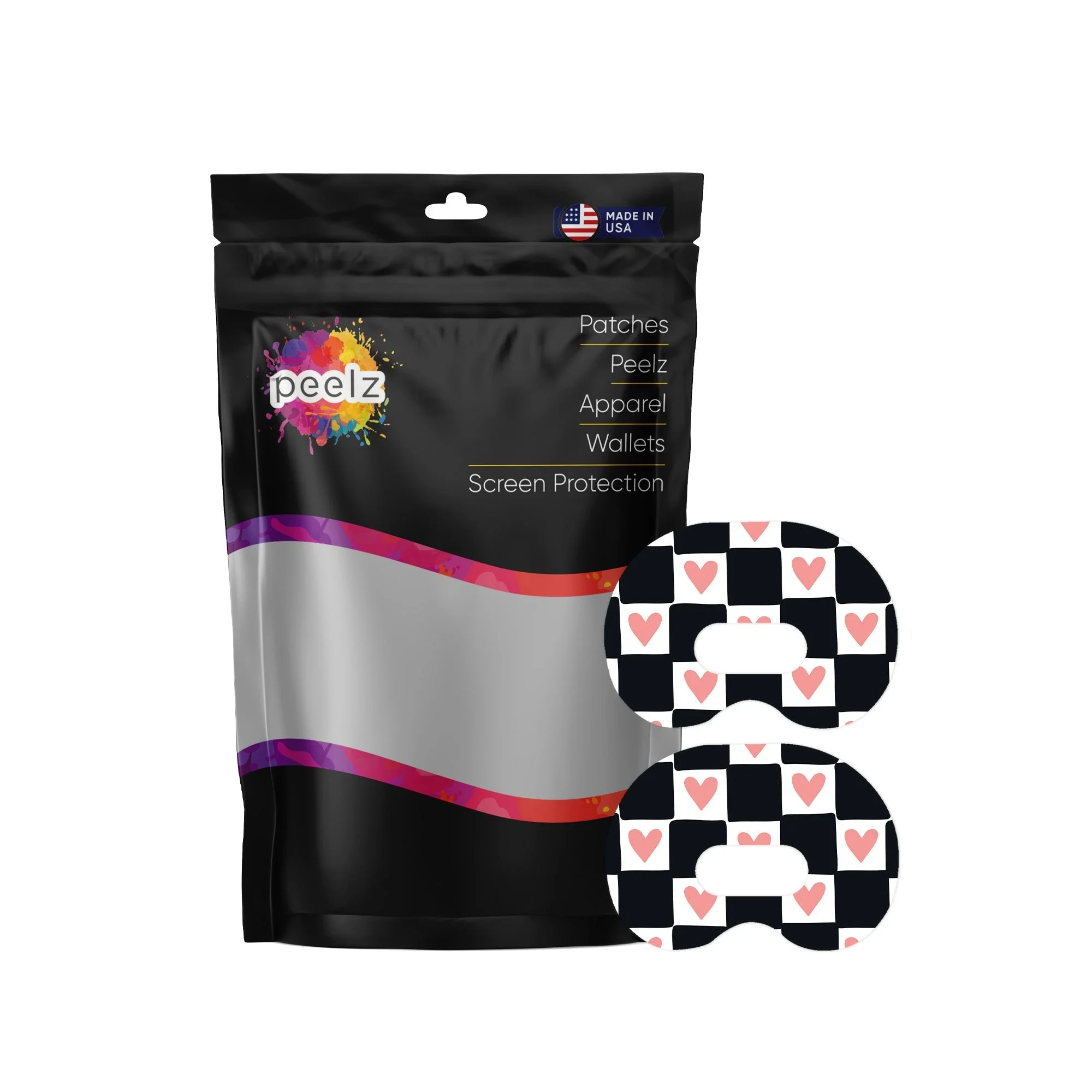 Checkered Hearts Medtronic Guardian Connect Patch Tape - Pump Peelz