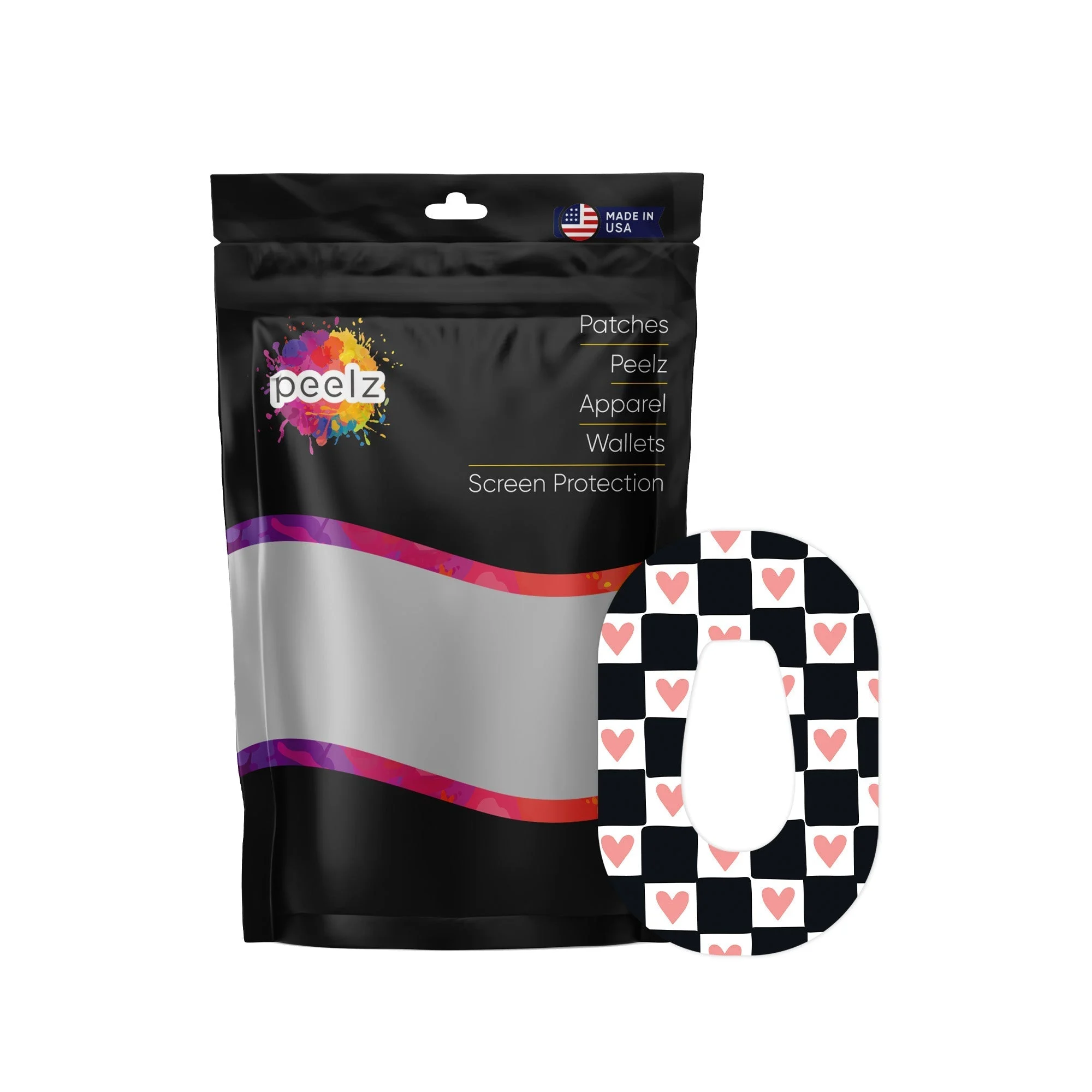 Checkered Hearts PatchTape Designed for the DEXCOM G6