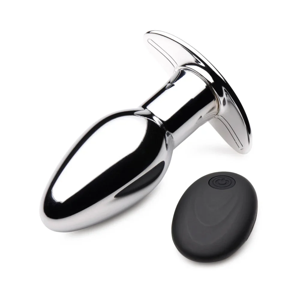 Chrome Blast 7X Rechargeable Butt Plug With Remote Control, Silver
