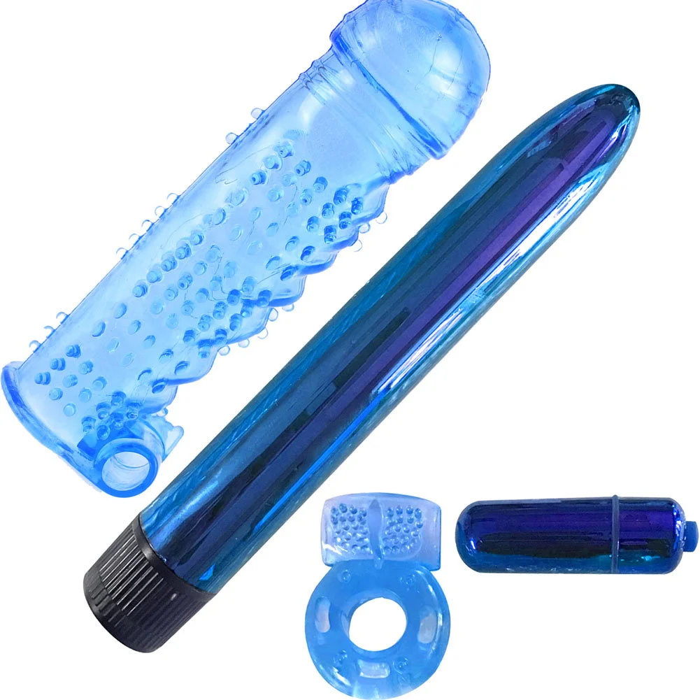 Classix Ultimate Pleasure Couples Kit with Vibrator, 7", Blue