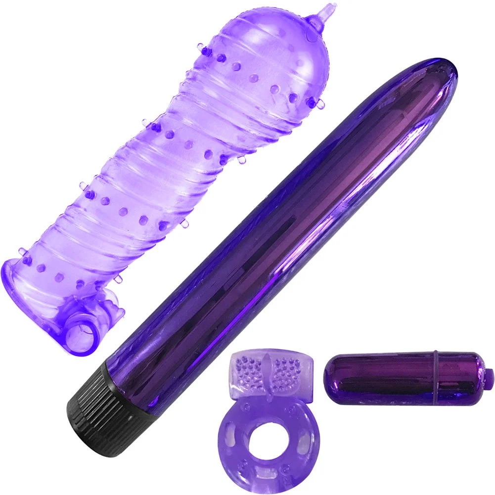 Classix Ultimate Pleasure Couples Kit with Vibrator, 7", Purple